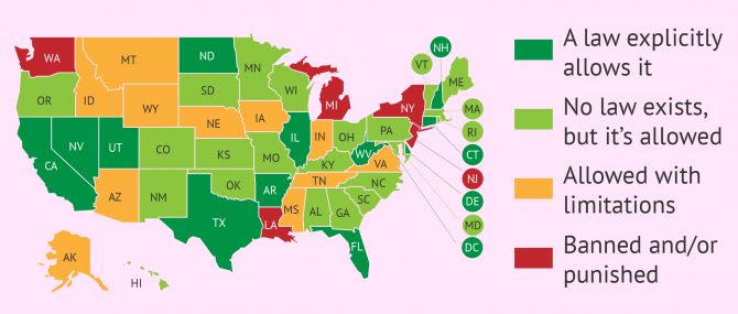 Surrogacy in USA statewise map