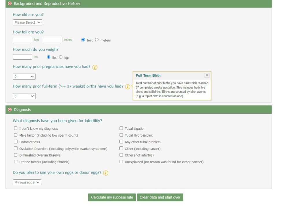 IVF Success Rate Calculators tools