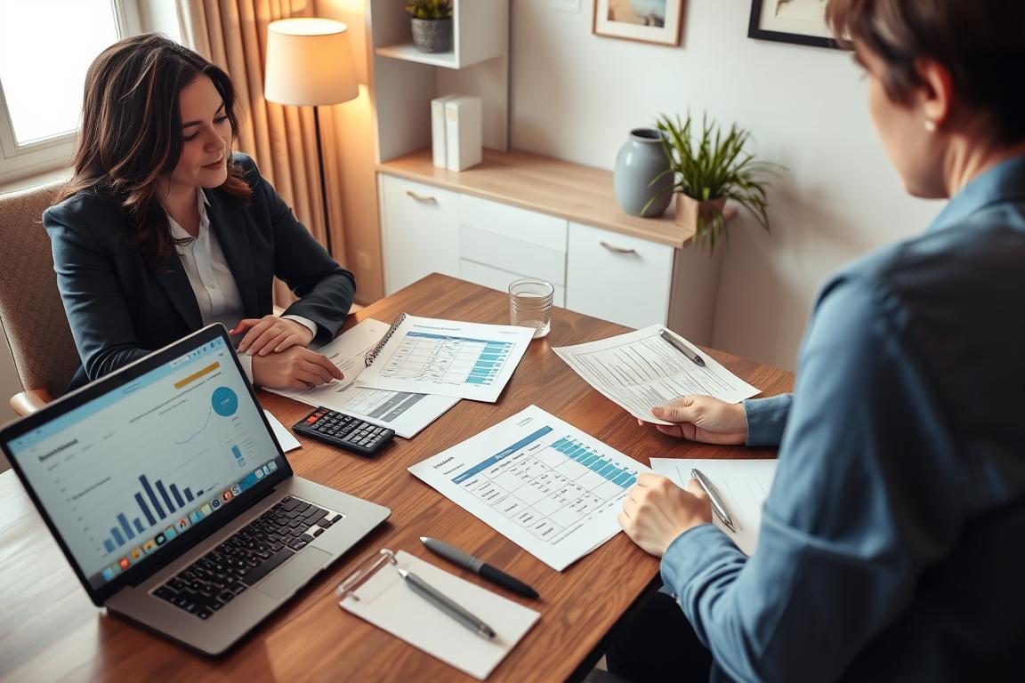 Financial planning consultation for international surrogacy showing payment timeline and budget discussion