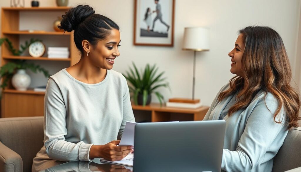 Single mother consulting with surrogacy coordinator about journey planning and support in Armenia