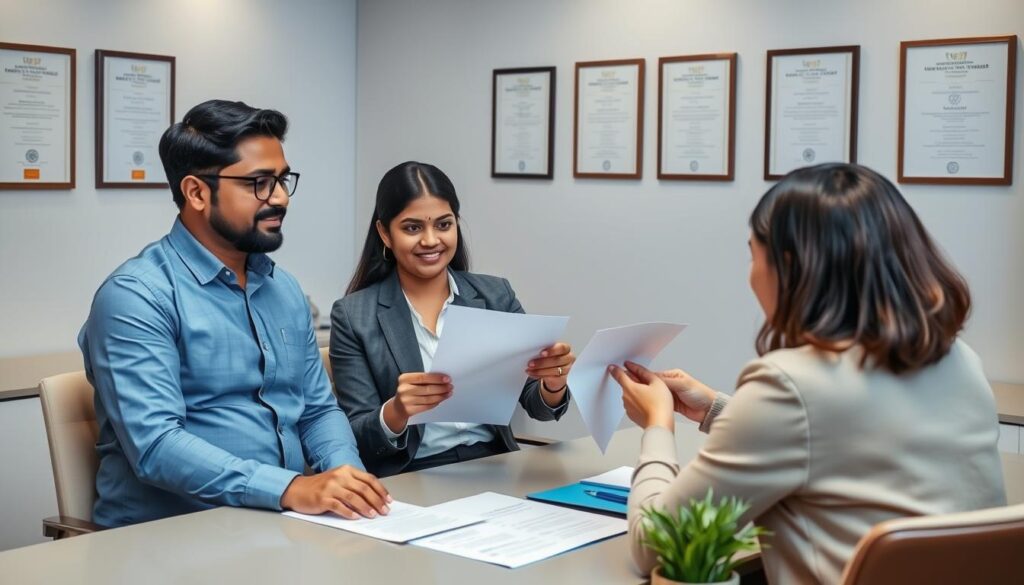 surrogacy cost planning Indian couple consulting with international surrogacy specialist about international surrogacy for Indians