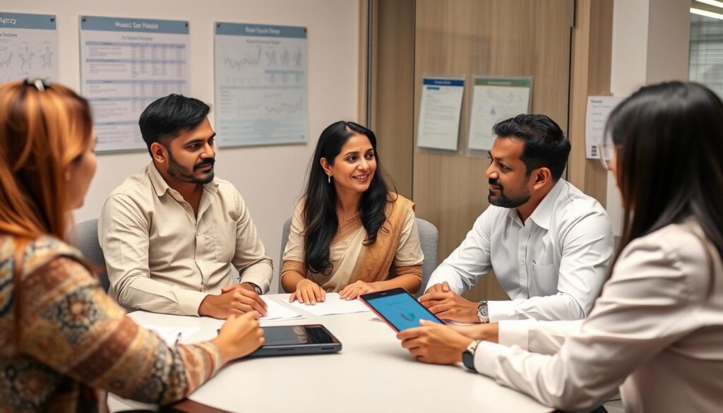 Indian couple consulting with surrogacy specialists about their options